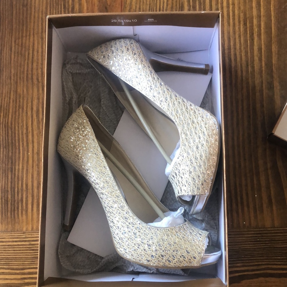 Audrey Brooke Silver and Gold Heels Wedding